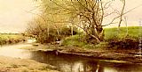 Emilio Sanchez-Perrier A Campfire By The River's Edge painting